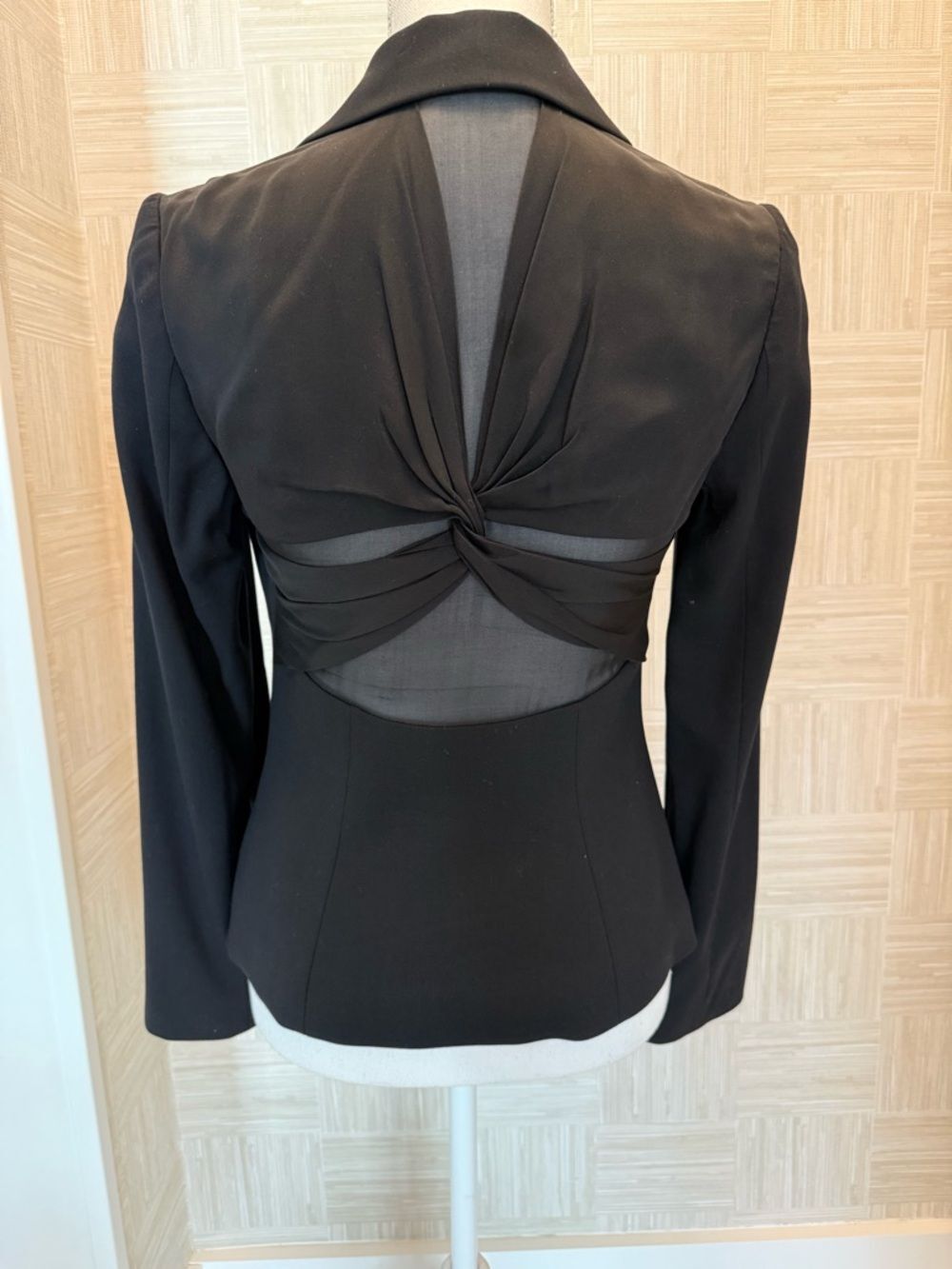 BCBGMAXAZRIA Black Twist Back Cut-Out Blazer XXS